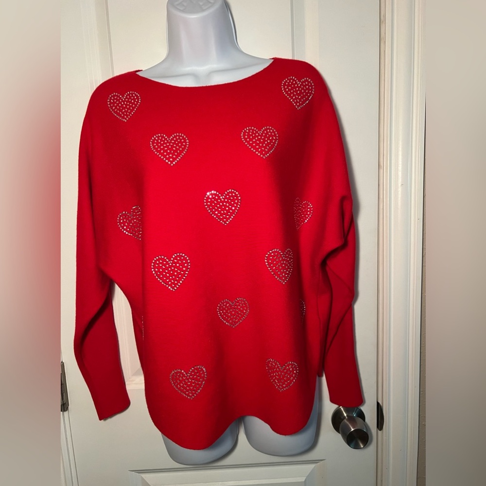 Liv Mark Valentine's Day rhinestone sweater blouse small